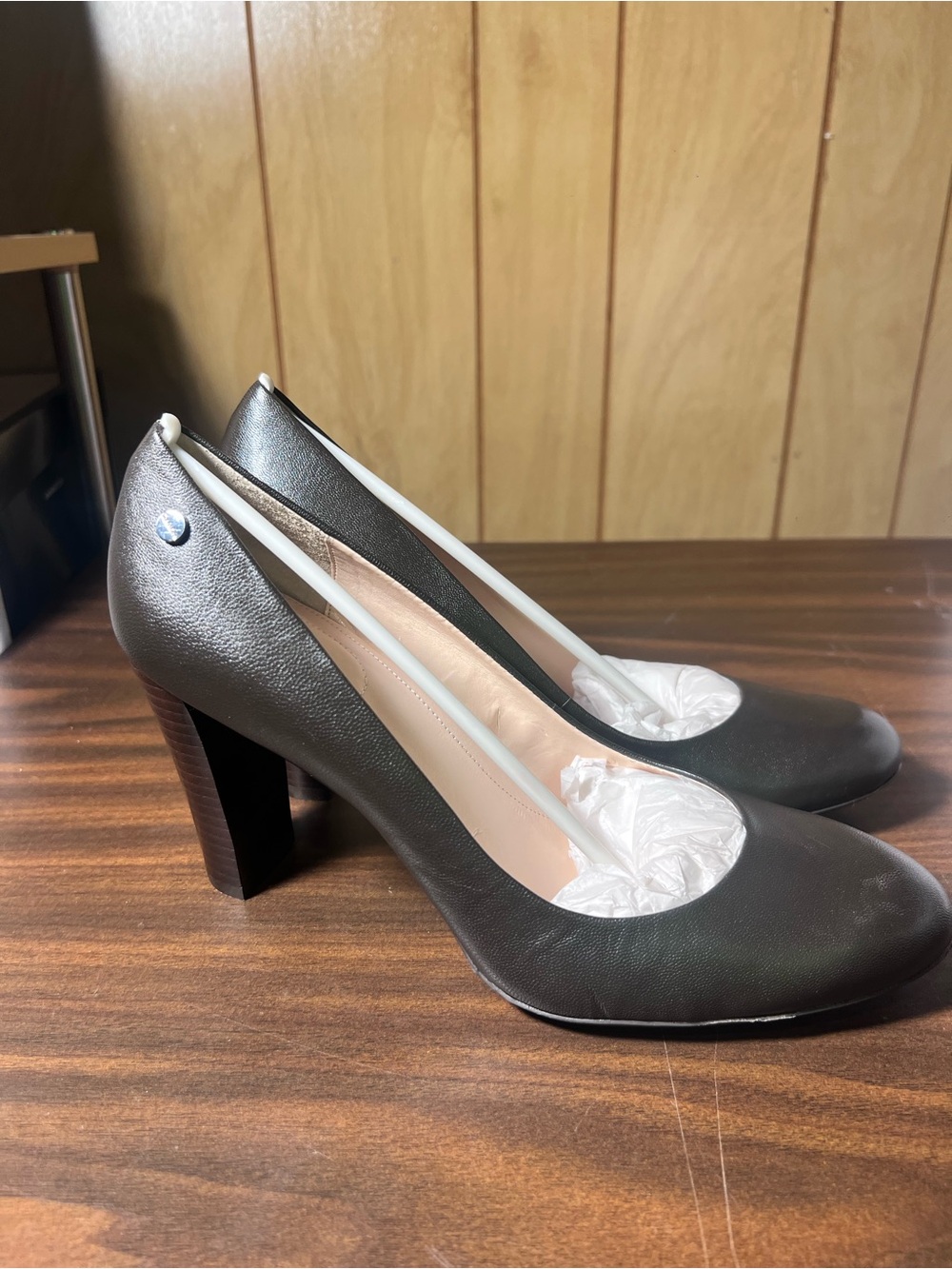 Calvin Klein Metallic Charcoal Block Heel Pumps - Picture 4 of 7